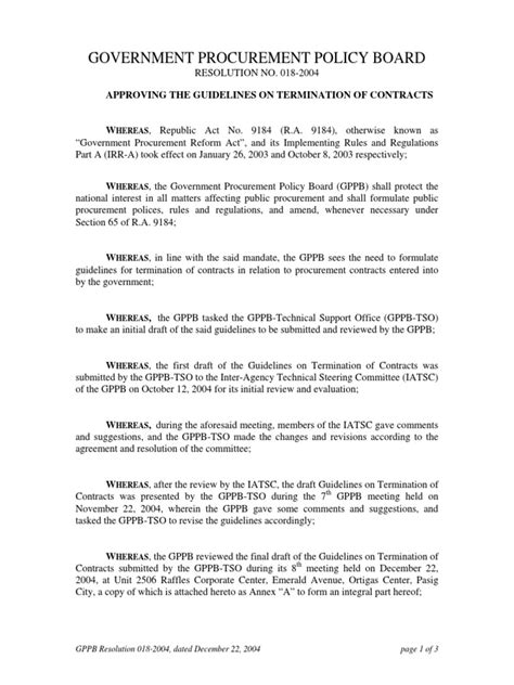 Government Procurement Policy Board: Approving The Guidelines  .